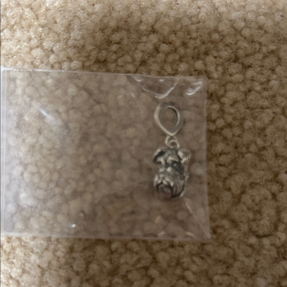 Sterling Silver Schnauzer Dog Charm - Silver